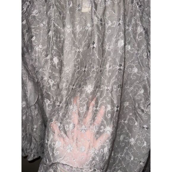 Sundance L 100% Silk Cottagecore Romantic Embroidered Tunic Puff Sleeve Blouse - Picture 6 of 11